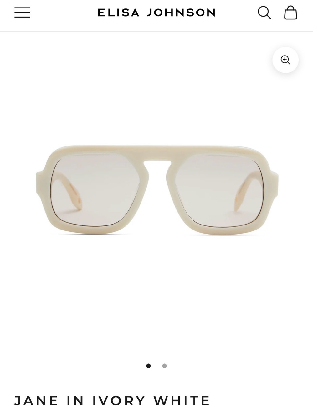 Elisa Johnson Jane Ivory White Sunglasses